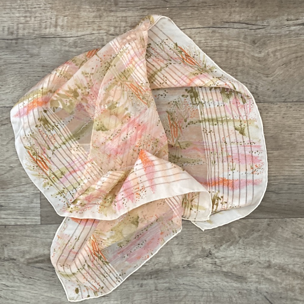 Vintage Vera Oblong Scarf Spring Summer Floral Silk Made in Japan
